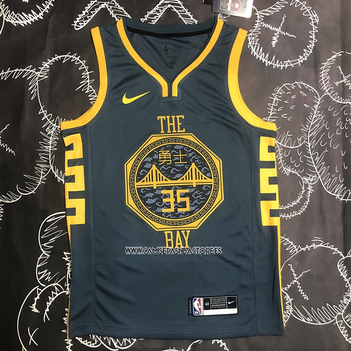 Kevin Durant NO 35 Camiseta Golden State Warriors Ciudad 2018-19 Azul